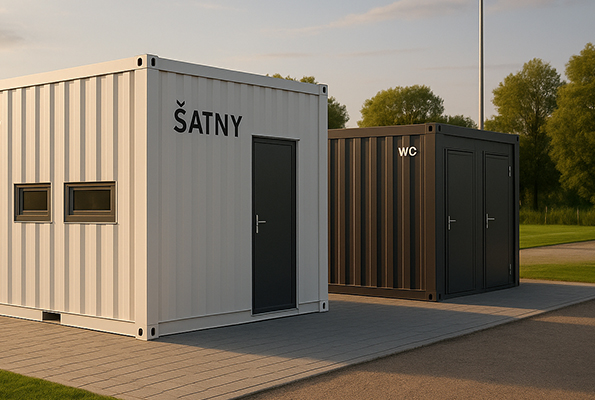 Sportovní kontejnery – šatny a WC pro sportovní hřiště